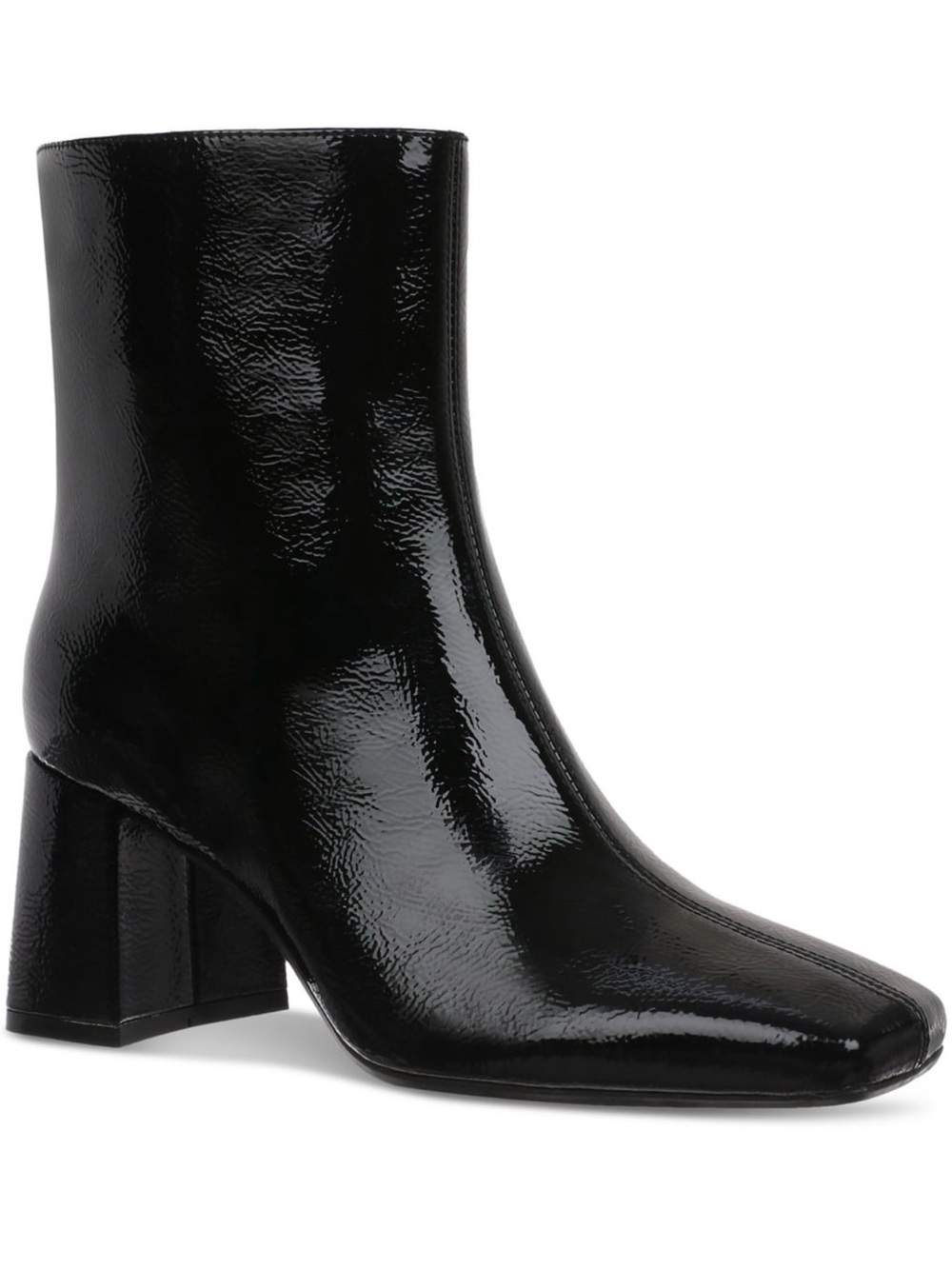 ♥️♥️ On 34th Margoe Square-Toe Booties - Black Crinkle Patent